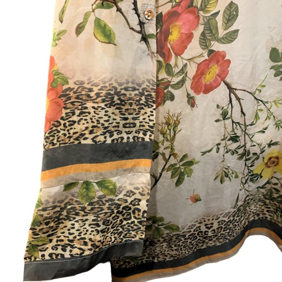 Johnny Was Floral Sheer Silk Tunic Blouse - Picture 5 of 9